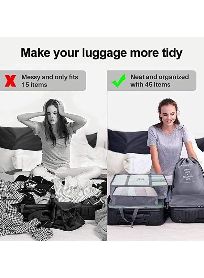 TRAVEL 6pcs Lightweight Packing Cubes – Convenient and Organized Luggage Solution for Clothes, Shoes & Toiletries-Baby Blue - Image 2